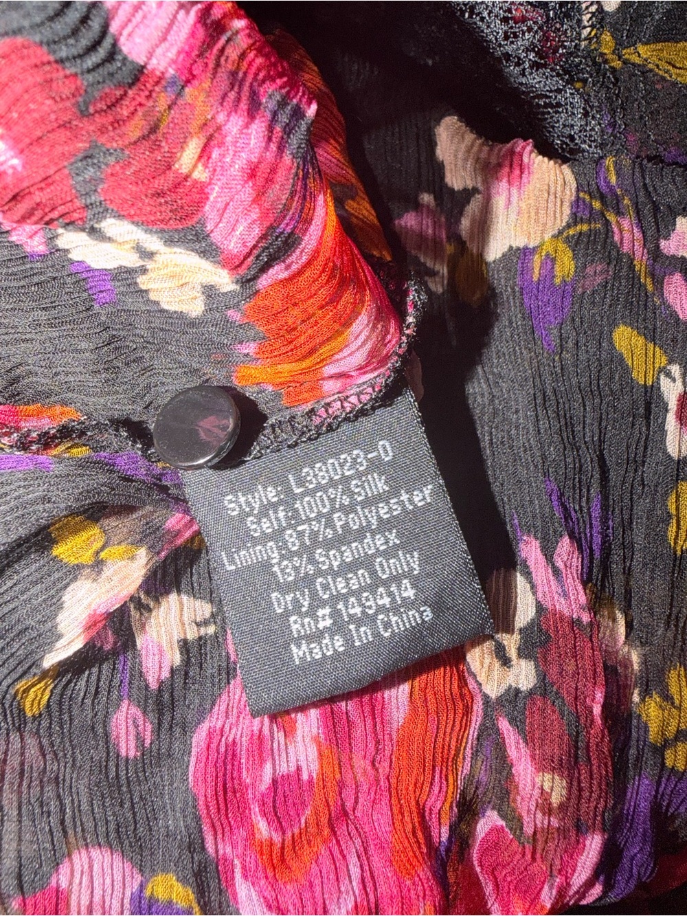 Johnny Was Black Sheer Floral Lace Maxi Dress with Pink & Orange Blooms #elegat - Picture 5 of 6